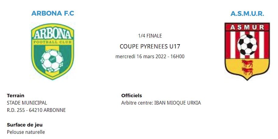 🏆 Quart de finale U17 – Coupe des Pyrénées.